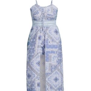 Maxi Romper with long train, Handkerchief/lace